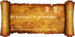 Mikustyák Nikander névjegykártya